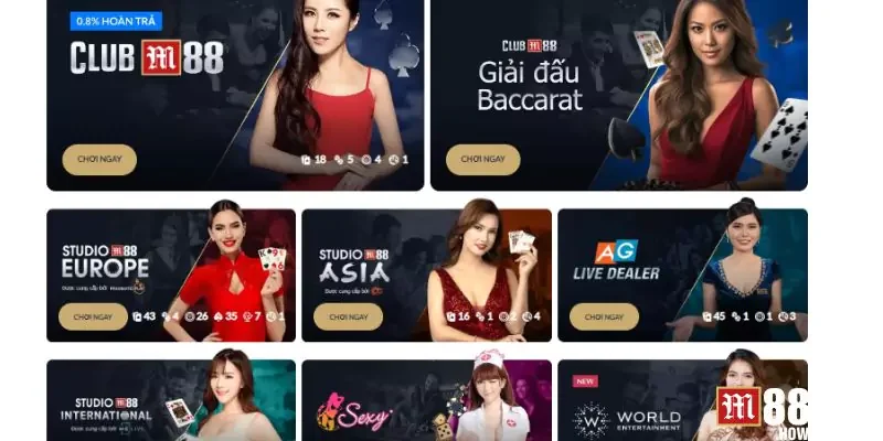Đôi nét về sảnh casino trực tuyến tại M88