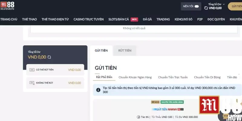 M88 link mới nhất hôm nay - Link vào - Đăng nhập 24/24 6 Cách thức gửi tiền chỉ với 3 bước đơn giản