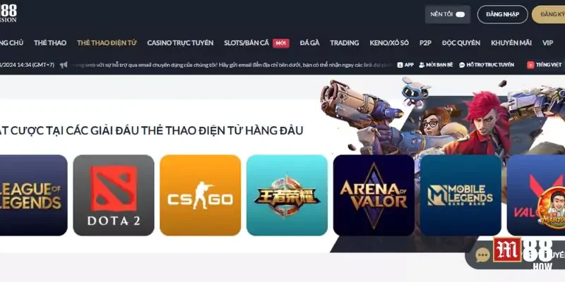 Thể thao điện tử M88 - Sân chơi Esports sôi động, cuồng nhiệt 2 Hướng dẫn chơi cá cược thể thao điện tử M88