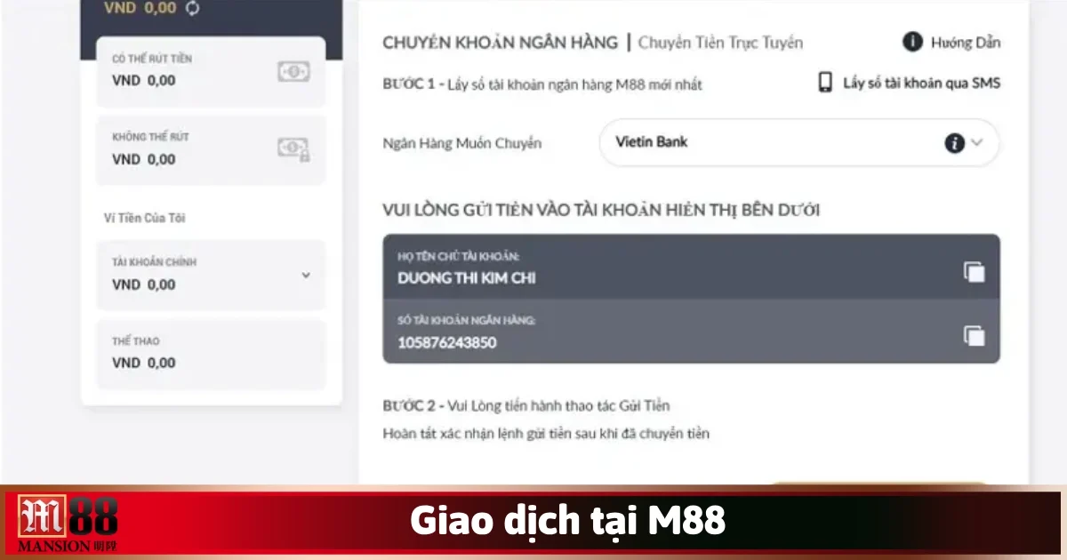 Cách nạp tiền tại nhà cái M88 rất đơn giản và cực kỳ dễ dàng